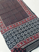Ajrakh Hand Block Bagru Vanspati Printend Modal Silk Saree with Blouse (CID91)