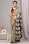 Ajrakh Hand Block Bagru Vanspati Printend Modal Silk Saree with Blouse (CID94)