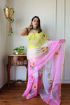 Hand Brush Painted Chiffon Saree with Blouse ( CIA58)