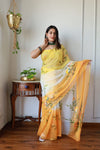 Hand Brush Painted Chiffon Saree with Blouse ( CIA 60 )