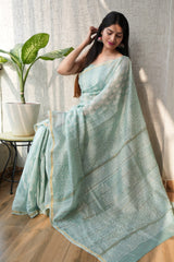 Bagru Hand Block Printed Chanderi Silk Saree with Blouse (CSS81)