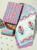 Handblock Print Gotta tye neck work Cotton Suit with Cotton Dupatta GCS04