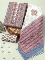 Handblock Print Gotta tye neck work Cotton Suit with Cotton Dupatta GCS11