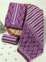 Handblock Print Gotta tye neck work Cotton Suit with Cotton Dupatta